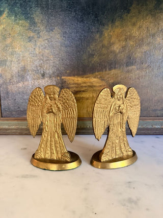 Set of 2 Brass Angel Candlestick Holders