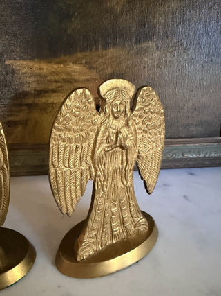 Set of 2 Brass Angel Candlestick Holders