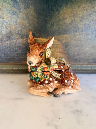 Fitz & Floyd "Snowy Woods Deer" Covered Dish