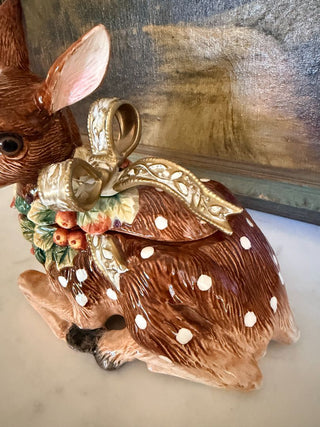 Fitz & Floyd "Snowy Woods Deer" Covered Dish