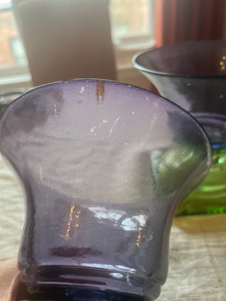 Green & Purple Vidrios San Miguel Recycled Glass Pedestal Candle Holder Vase Spain priced separately