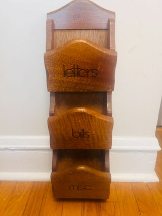 Vintage Wooden Wall Mail Organizer