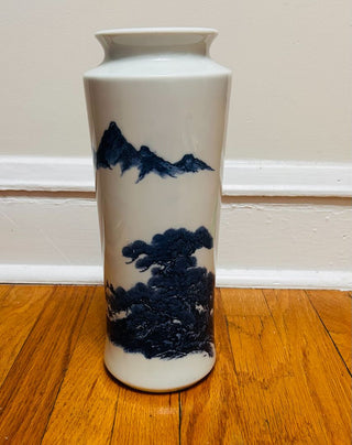 Vintage Blue and White Porcelain Vase