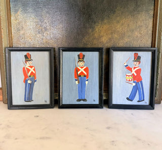 Signed Lee Set of 3 Framed Toy Soldier Paintings