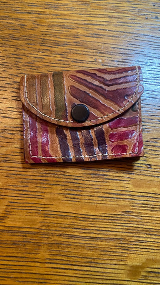 Hand-tooled small leather coin purse
