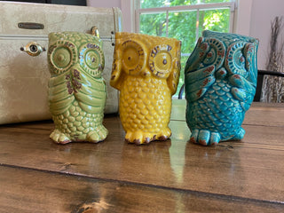 3pc Ceramic Owl Set