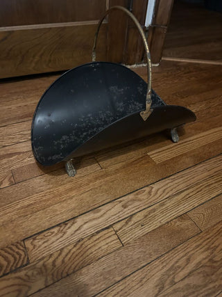 Vintage Metal and Brass Footed Log Holder