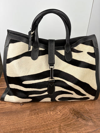 Claudia Forenze Zebra Pony Hair Leather Hsndbag (Italy) (New with Tags)