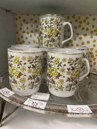 Vintage Floral Stacking Mugs 6pc