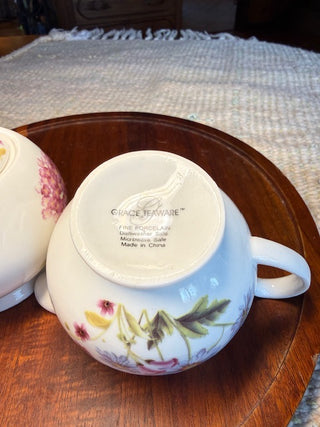 Grace's Teaware Creamer & Sugar Bowl w/Lid Set