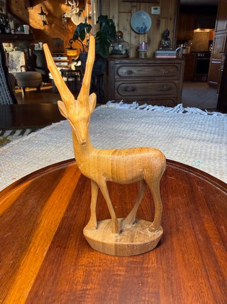 Hand Carved Wooden Antelope/Gazelle
