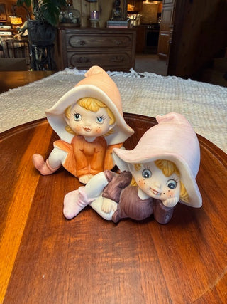 Vintage Homco Elves - set of two