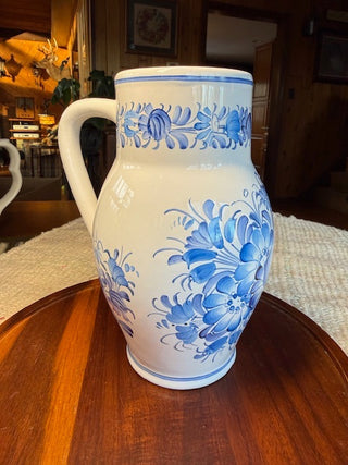 Ceramic Pitcher w/Blue Flowers
