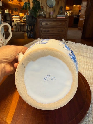 Ceramic Pitcher w/Blue Flowers