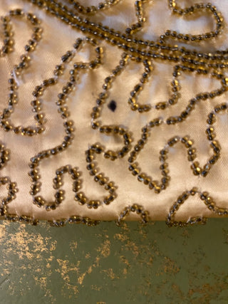 Gold Satin Beaded Purse by Sharonee Price is Firm