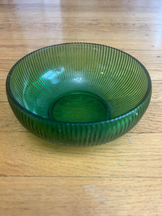 Vintage Green Ribbed Bowl