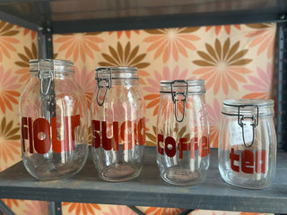 Coffee 1.5L Glass Canister in Retro Font
