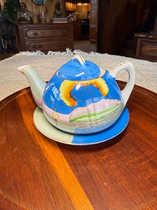 Hand Painted Japanese Teapot w/Plate
