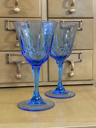 2pc Avon Fostoria Blue Water Goblets