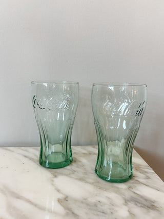 Set of 2 Green Coca-Cola Glasses