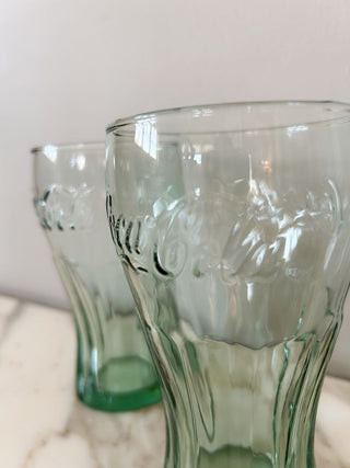 Set of 2 Green Coca-Cola Glasses