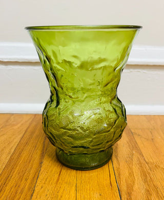 Tall Green Crinkle Vase