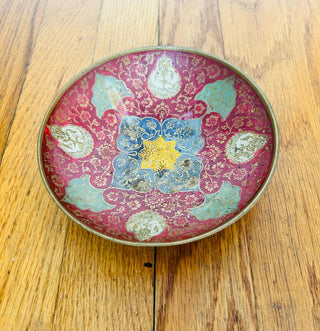 Small Brass Bowl with Colorful Enamel Design
