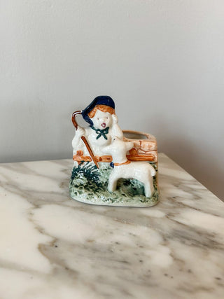"Made in Japan" Child & Lamb Ceramic Planter