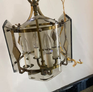12"L x 10" W Smokey Glass Brass in Carved Design AS IS