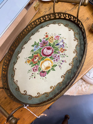 Vintage Hand-Painted Metal Tole Tray