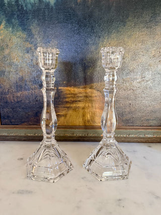 Set of 2 Tiffany & Co. Hampton Crystal Candlesticks (in Box)