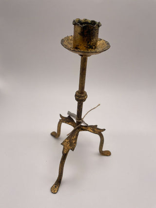 Tall Gold Candlestick Holder Sourced in Umbria Italy