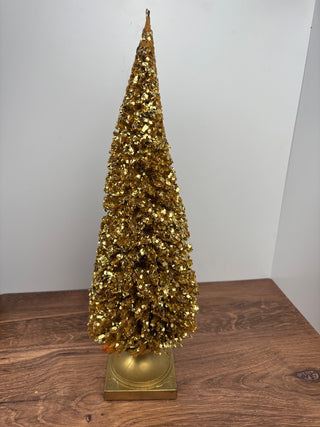 Vintage Gold Glitter Tree on Pedestal