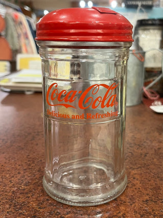 VTG Coca Cola Sugar Glass Dispenser + Red Metal Top ('92)