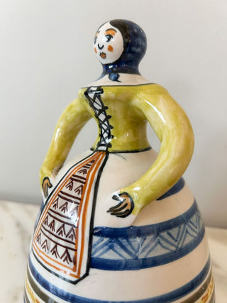 Signed La Menora Ceramic Lady Bell