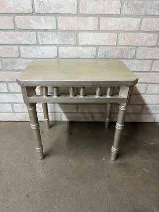 Sm Wooden Silver Table/Bench with Spindle Detail