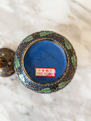 Chinese Cloisonne Lidded Jar w/ Foo Dog