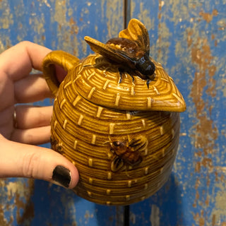 Vintage Ceramic Bee Hive Honey Jar Pourer