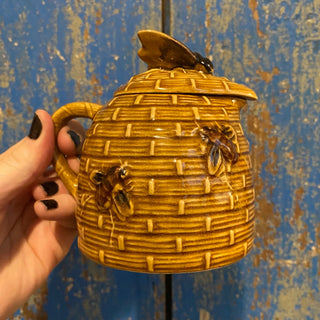 Vintage Ceramic Bee Hive Honey Jar Pourer