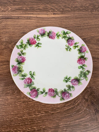 Vintage Pink Floral Painted Plate