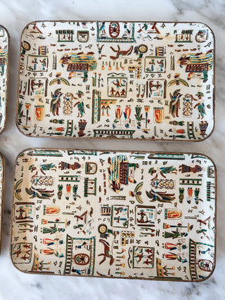 Set of 4 Alfred Knobler Egyptian-Themed Snack Trays
