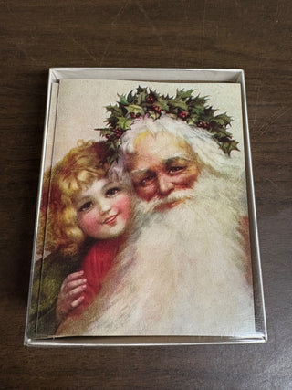 Vintage Santa & Child Christmas Cards ( Box of 16 Cards & Envelopes