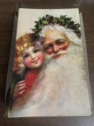 Vintage Santa & Child Christmas Cards ( Box of 22 Cards & Envelopes)