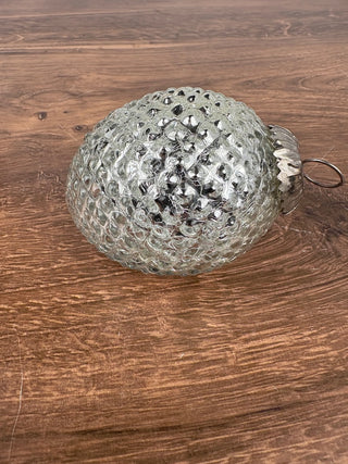 Thick Glass Silver Pinecone Ornament