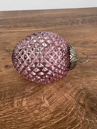 Thick Glass Pink Pinecone Ornament