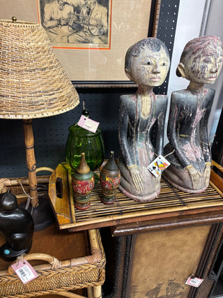 Faux Bamboo Lamp with Rattan Shade