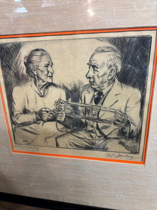 Original, Framed Etching by Nathaniel P. Steinberg, "Companionship"