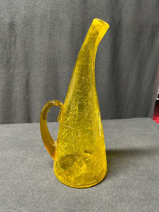 Yellow Crackle Lg. Handled Vase