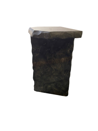 Pedestal End Table Faux Stone