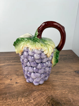Vintage Majolica Style Grape Pitcher (Portugal)